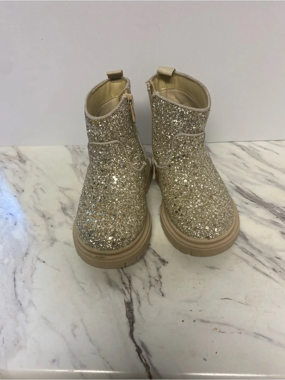 Cat & Jack Kids Glitter Ankle Boots - Champagne Gold